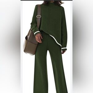 Olive Green Boot Cut Pants & Top Set